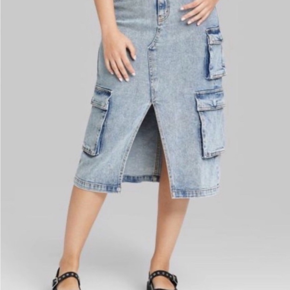Women’s Wild Fable Denim Cargo Skirt - Picture 2 of 9